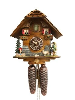 KU8501 - 8 Day Chalet Cuckoo With Clock Peddler And Dog