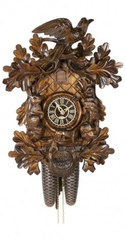 KU83654 - 8 Day Cuckoo Carved Hunter Style With Bird Top